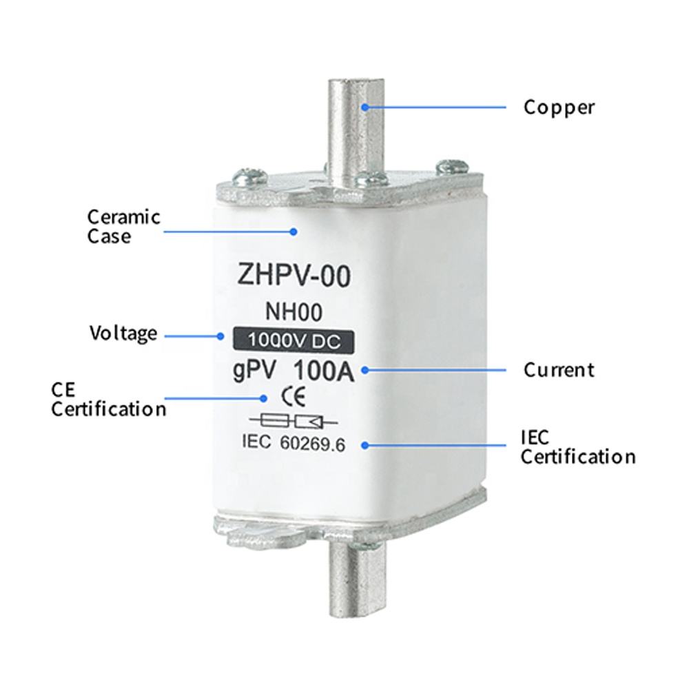 NH00-1000V IEC Íseal Voltas Scian Fótavoltach Fiús Plaisteach Cumas Briseadh 80A 6ka